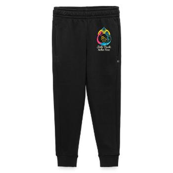 Silent Night Nativity Scene, Glowing Christmas Motif - Kids’/Teens' Premium Sweatpants - black - Front - AI Model Kid Male (0cm)
