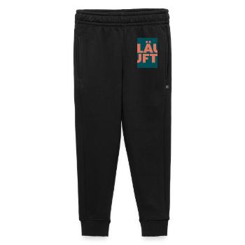 Runs with you- Large Typo in Coral on Teal - Kids’/Teens' Premium Sweatpants - black - Front - AI Model Kid Male (0cm)