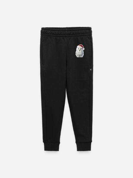 Weise Schnee Eule in Weihnachtsstimmung - Kinder/Teenager Premium Sweathose - Schwarz - Vorne