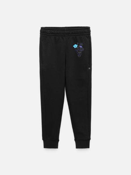 Cheerful flowers with neon lines - Kids’/Teens' Premium Sweatpants - black