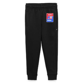Respect All Humans Statement Humanity Saying - Kids’/Teens' Premium Sweatpants - black - Front - AI Model Kid Male (0cm)