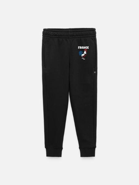 Coq Tricolore de France - Pantalon de survêtement enfant/adolescent premium - noir - Devant
