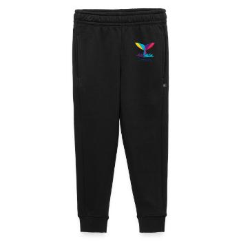 Abstract colorful whale fin with "draught" - Kids’/Teens' Premium Sweatpants - black - Front - AI Model Kid Male (0cm)