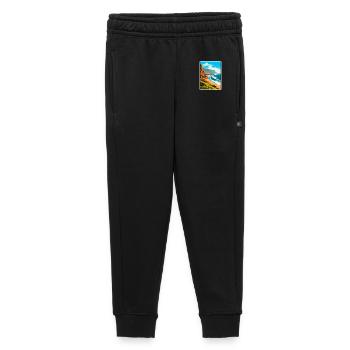 Fuerteventura Spain Travel Poster Cityscape WPA - Kids’/Teens' Premium Sweatpants - black - Front - AI Model Kid Male (0cm)