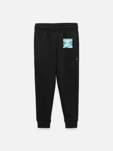 Alpine winter scenery with deer & hut - Kids’/Teens' Premium Sweatpants - black