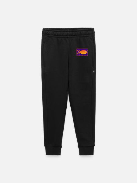 POISSON - Pantalon de survêtement enfant/adolescent premium - noir - Devant