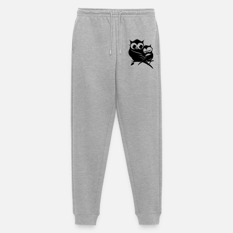 zwei Eulen auf einem Ast - Männer Premium Bio Jogginghose - Grau meliert