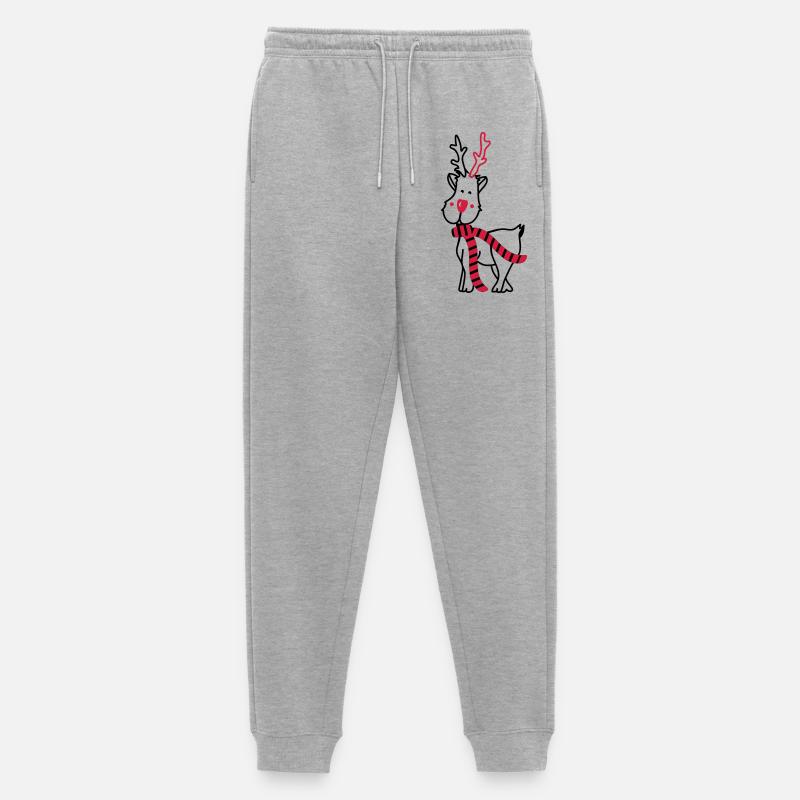 Rentier mit Schal - Männer Premium Bio Jogginghose - Grau meliert