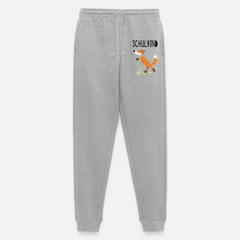 Endlich Schuldkind - Kleiner Fuchs mit Roller - Männer Premium Bio Jogginghose - Grau meliert