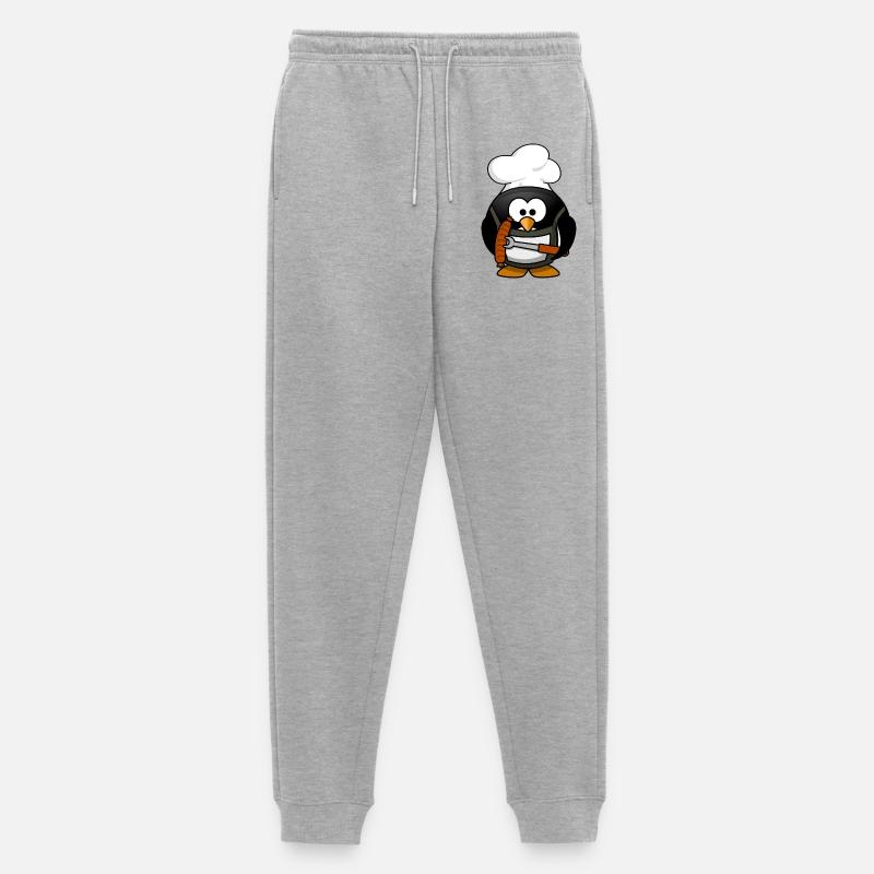Kochpinguin mit Grillwurst - Männer Premium Bio Jogginghose - Grau meliert
