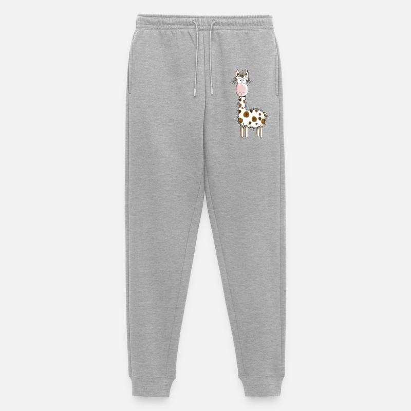 Crazy Lama - Lamas - Alpaka - Comic - Geschenk - Männer Premium Bio Jogginghose - Grau meliert