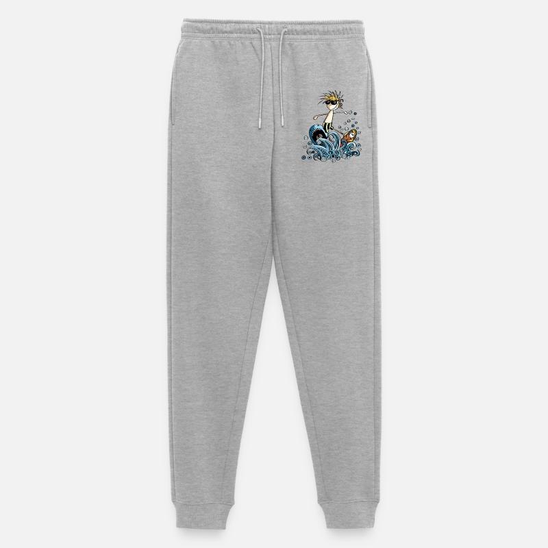 Cooler Power Surfer - Comic - Männer Premium Bio Jogginghose - Grau meliert