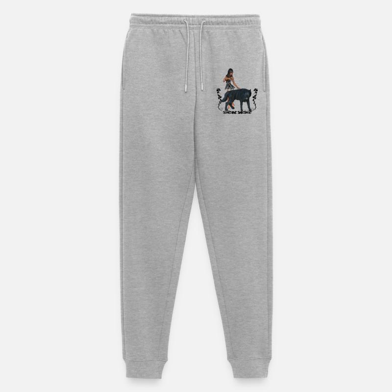 Mit dem Wolf umwerfend - Männer Premium Bio Jogginghose - Grau meliert