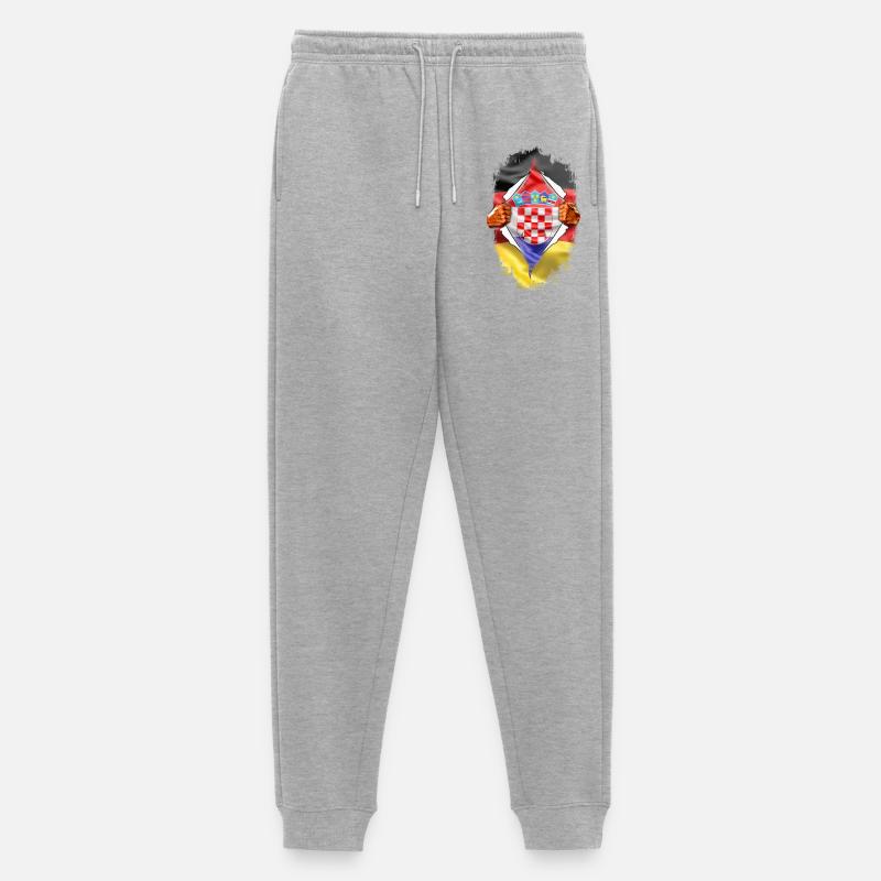 Deutsch Kroate mit Herz - Männer Premium Bio Jogginghose - Grau meliert