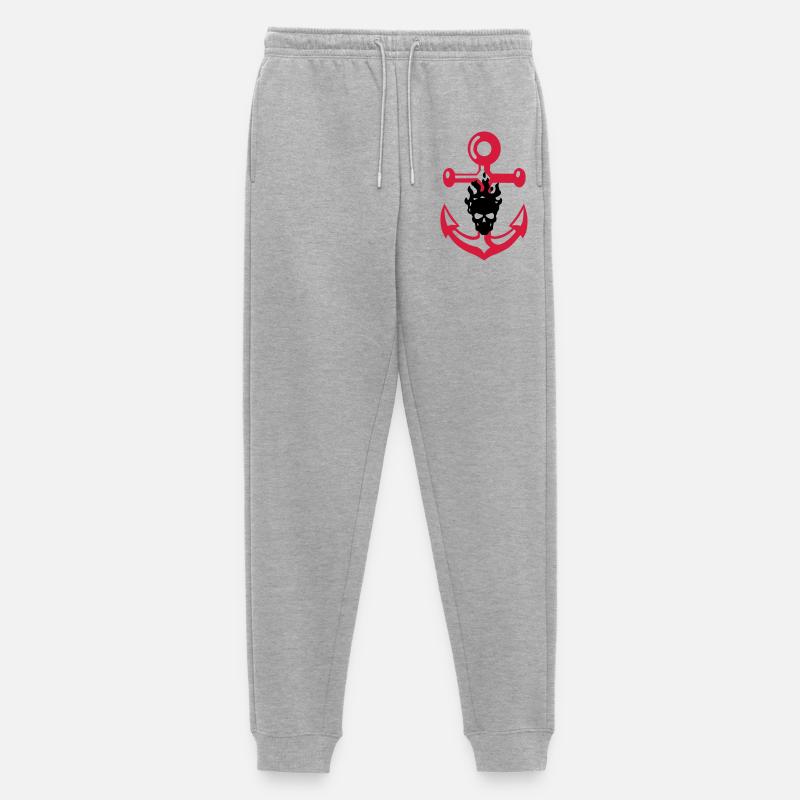 Anker und Schädel - Männer Premium Bio Jogginghose - Grau meliert