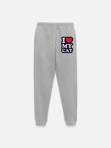 I love my cat - Men's Premium Organic Joggers - heather grey