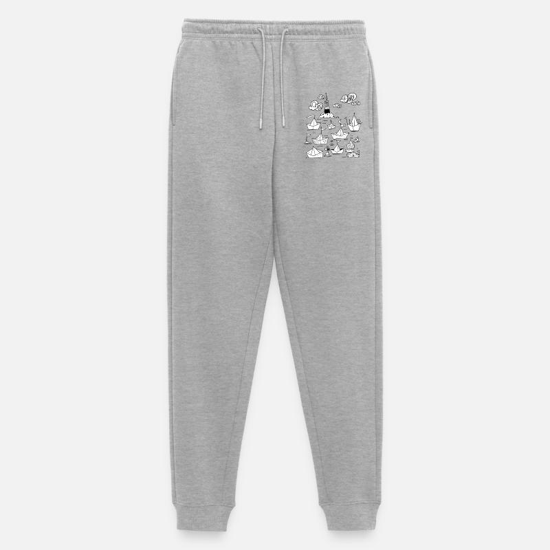 Papierschiffchen mit Leuchtturm - Männer Premium Bio Jogginghose - Grau meliert