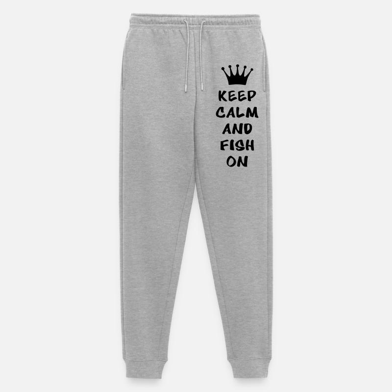 Keep calm and fish on - Männer Premium Bio Jogginghose - Grau meliert
