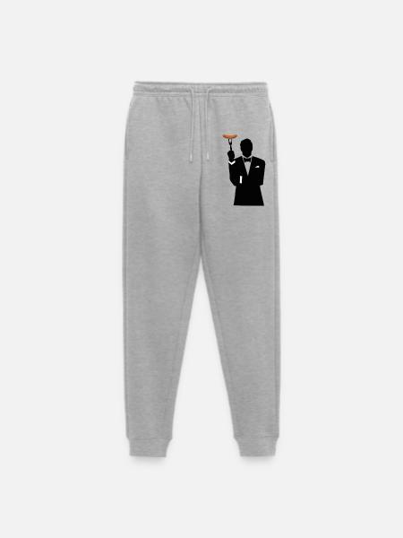Tuxedo silhouette with hot dog - Men's Premium Organic Joggers - heather grey