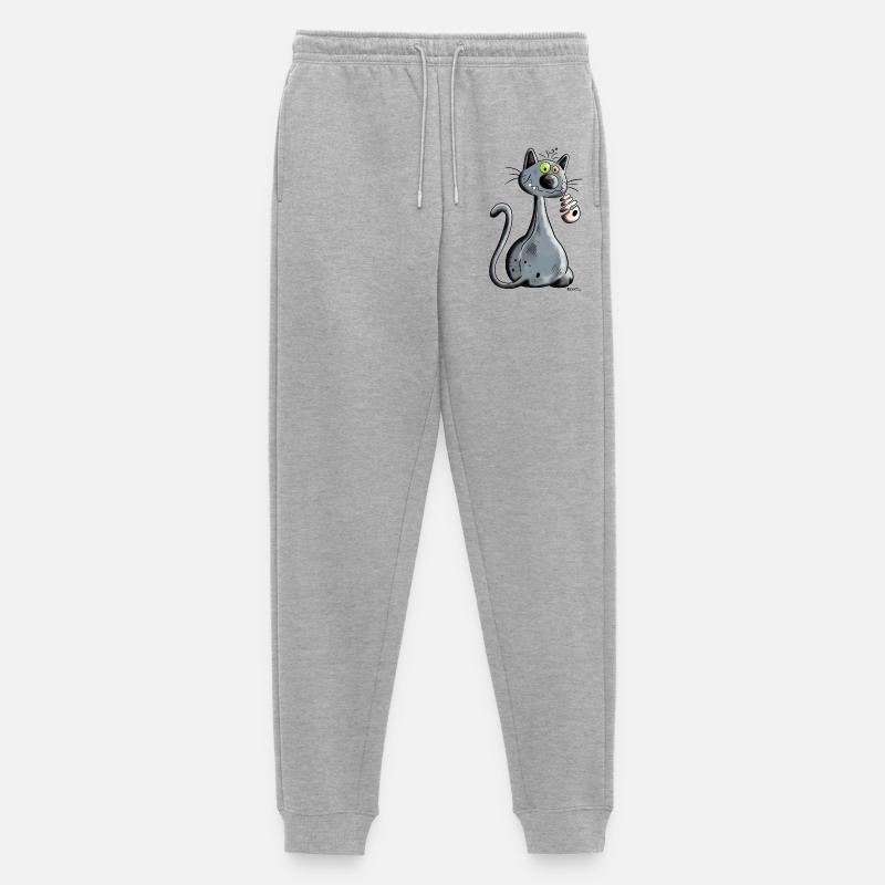 Schwarze Katze - Männer Premium Bio Jogginghose - Grau meliert
