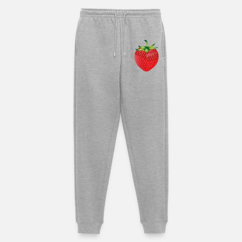 leuchtend rote frische Erdbeere - Männer Premium Bio Jogginghose - Grau meliert