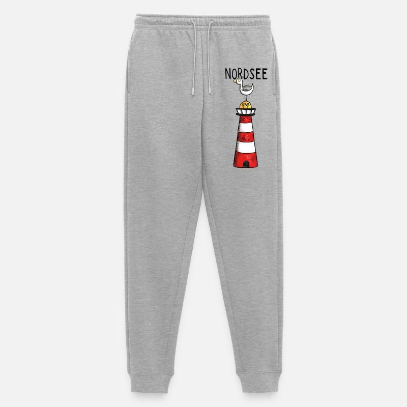 Nordsee Leuchtturm - Möwe - Comic - Geschenk - Männer Premium Bio Jogginghose - Grau meliert