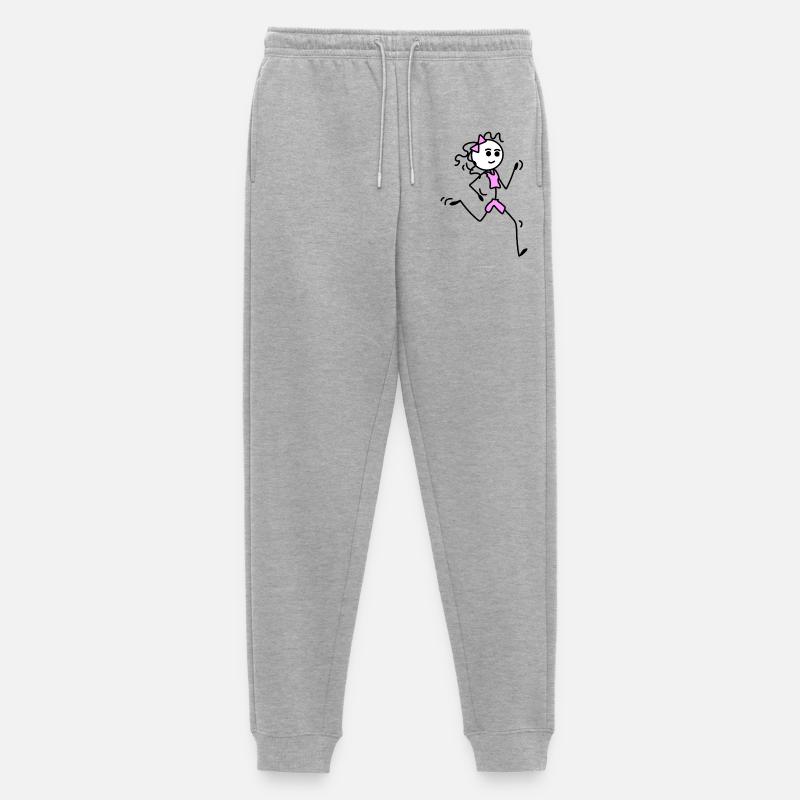 Ich laufe, Läufermädchen mit Fliege - Männer Premium Bio Jogginghose - Grau meliert
