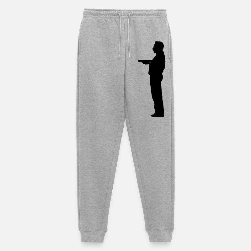 Kellner Butler Schattenfigur - Männer Premium Bio Jogginghose - Grau meliert