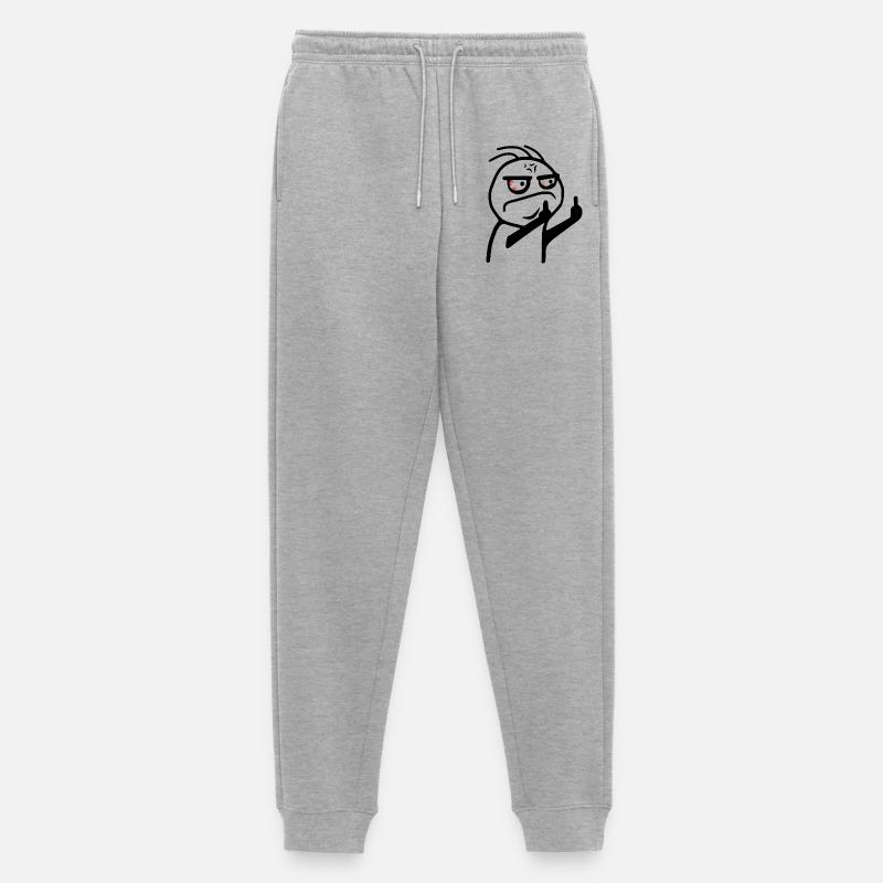 Mittelfinger Meme Fick dich Strichmännchen - Männer Premium Bio Jogginghose - Grau meliert