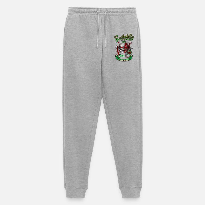 Rockabilly Skull - Männer Premium Bio Jogginghose - Grau meliert