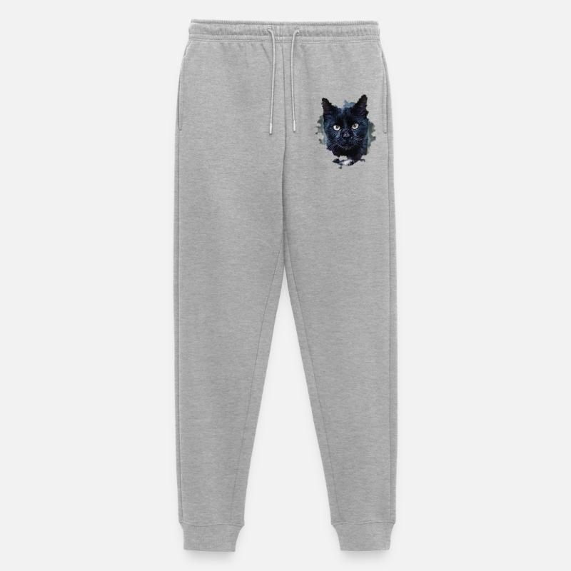 gatto nero/ gatto nero - Pantaloni da jogging ecologici premium da uomo - grigio melange