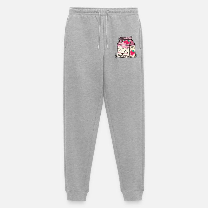 Kawaii Erdbeermilch - Männer Premium Bio Jogginghose - Grau meliert