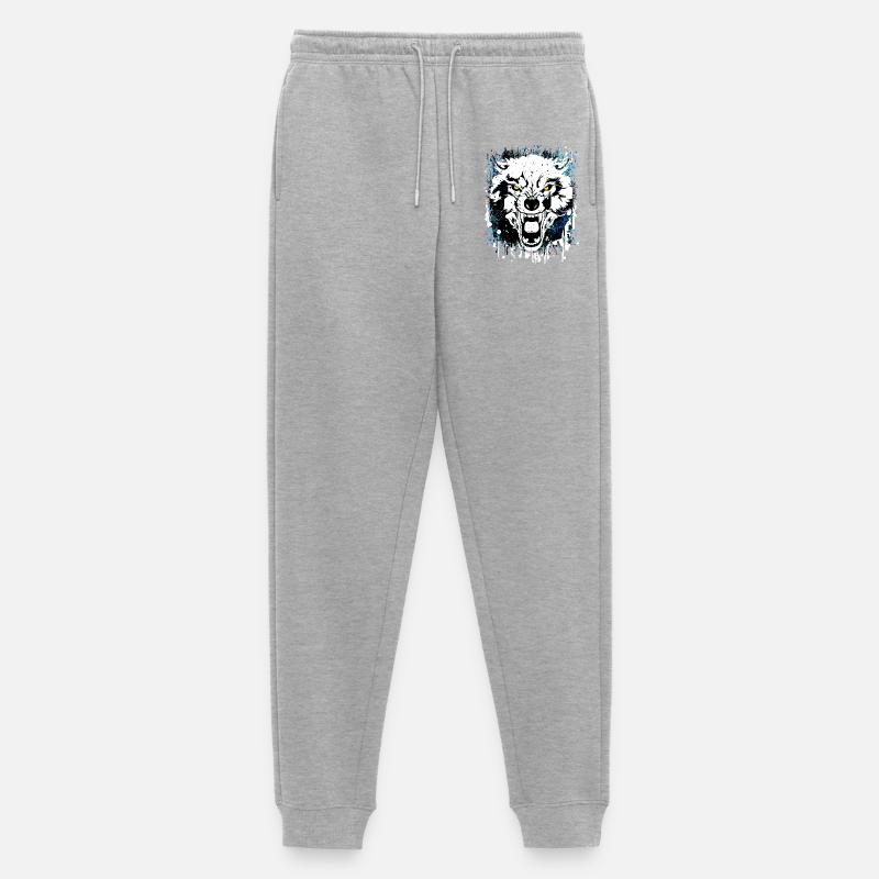 Wolf - Wölfe - Werwolf - Wolfsrudel - Vollmond - Männer Premium Bio Jogginghose - Grau meliert