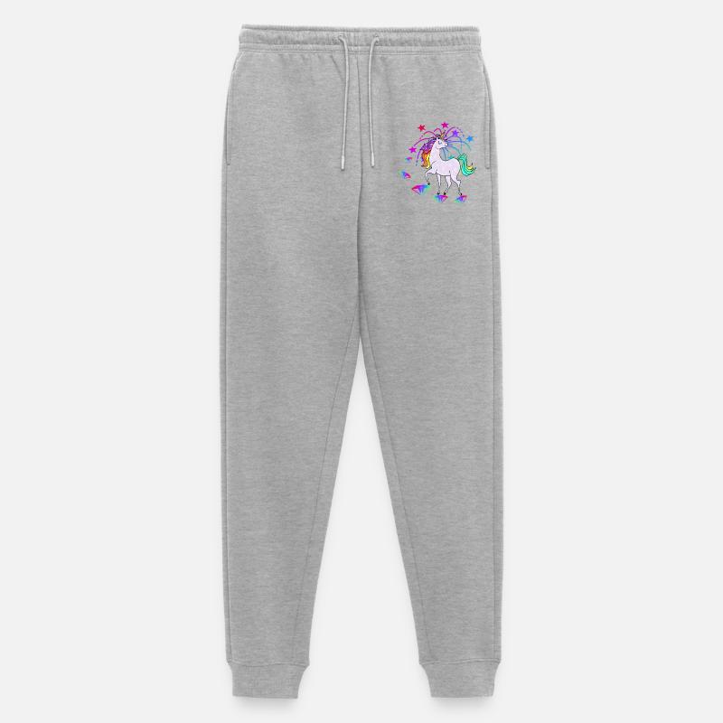 Einhorn Sterne Glitzer Regenbogen - Männer Premium Bio Jogginghose - Grau meliert