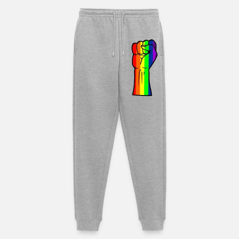 Regenbogen-Handfaust - Männer Premium Bio Jogginghose - Grau meliert