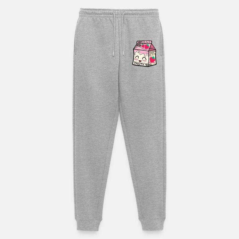 Erdbeer Milch Packung kawaii - Männer Premium Bio Jogginghose - Grau meliert
