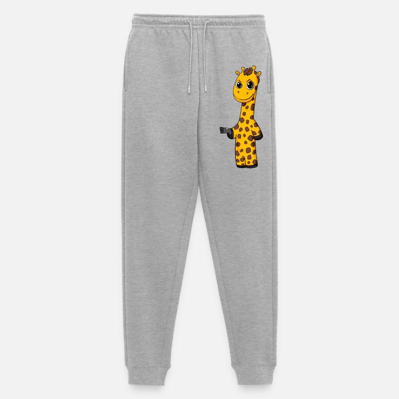 Giraffe mit Pistole - Männer Premium Bio Jogginghose - Grau meliert