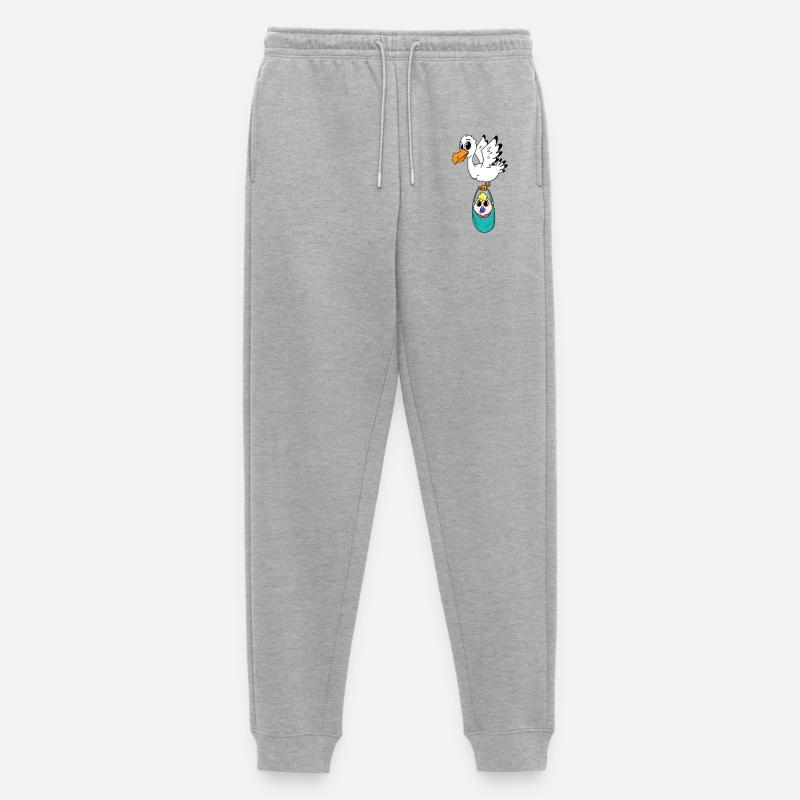 Vogel mit Baby Schwangerschaft - Männer Premium Bio Jogginghose - Grau meliert