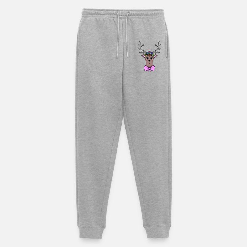 Reh Hirsch Illustration Geschenk - Männer Premium Bio Jogginghose - Grau meliert