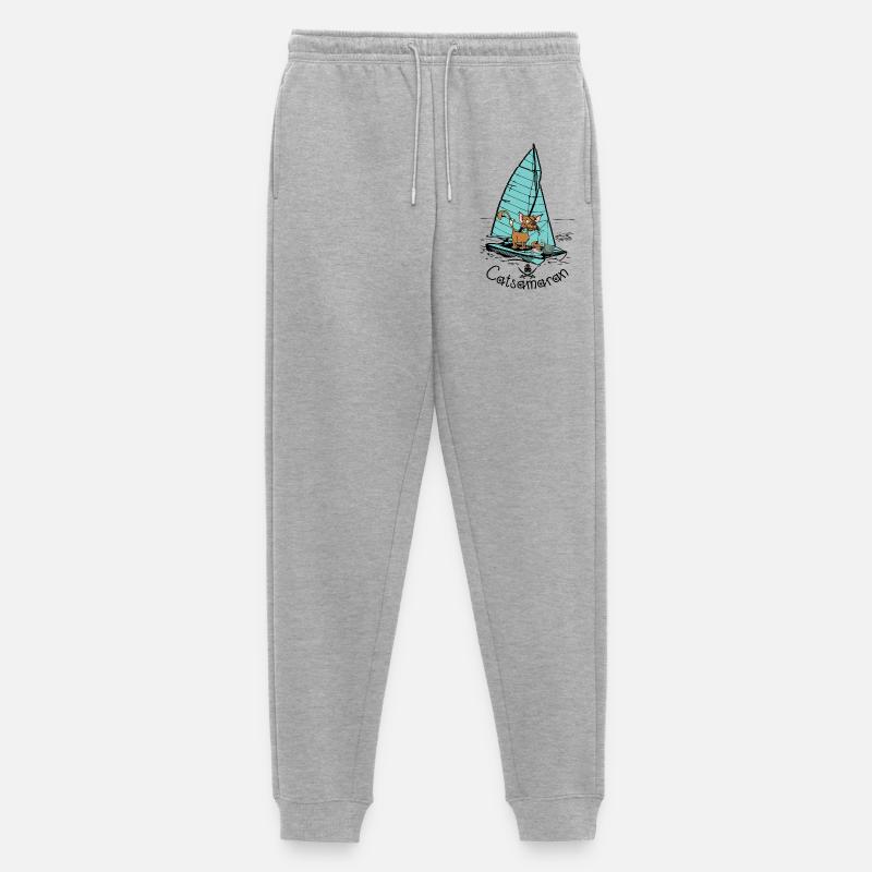 Katzamaran Katzen Boot - Männer Premium Bio Jogginghose - Grau meliert