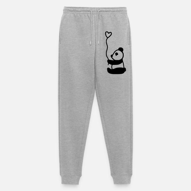 süßer Panda voller Liebe - Männer Premium Bio Jogginghose - Grau meliert