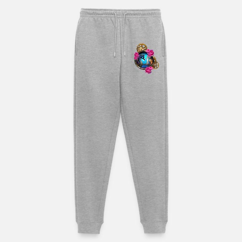 Schönes Steampunk-Design mit Seepferdchen - Männer Premium Bio Jogginghose - Grau meliert