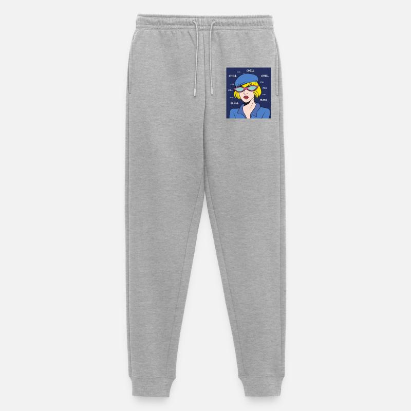 Chill Pop Art Dame - Männer Premium Bio Jogginghose - Grau meliert