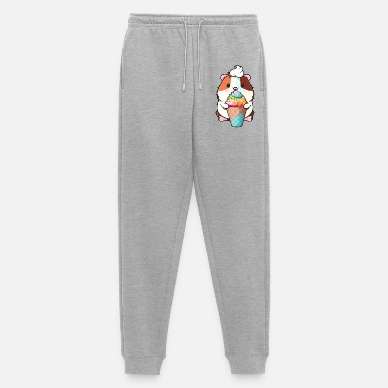 Kleiner Hamster mit buntem Eis - Männer Premium Bio Jogginghose - Grau meliert