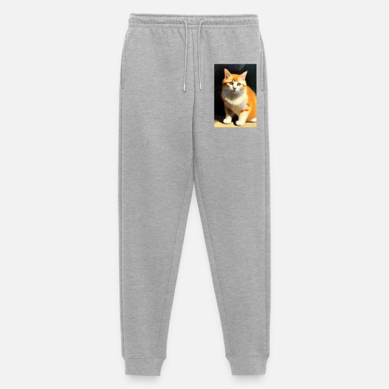 Katzen Bild - Männer Premium Bio Jogginghose - Grau meliert