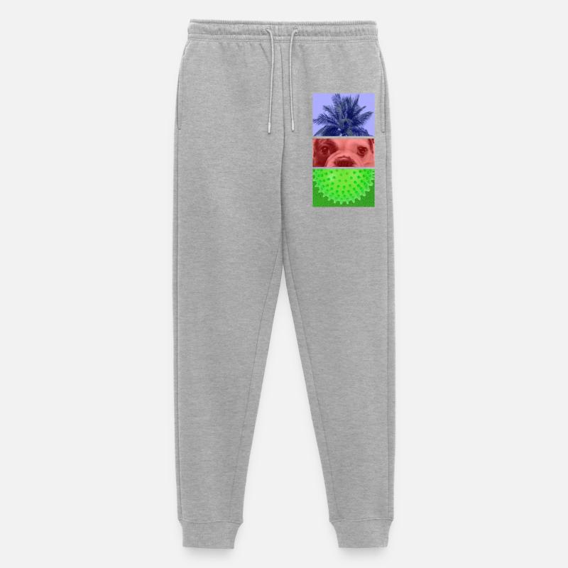 Triptychonpalme – Hund – Stacheln - Männer Premium Bio Jogginghose - Grau meliert