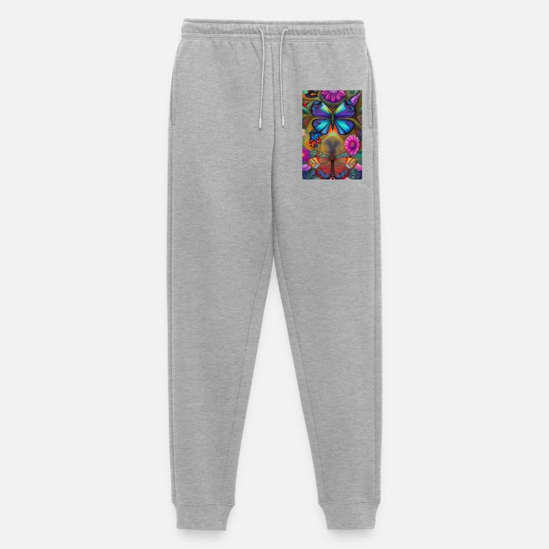 Blumen und Schmetterling - Männer Premium Bio Jogginghose - Grau meliert