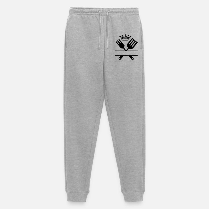 Grillbesteck Monogramm mit Krone - Männer Premium Bio Jogginghose - Grau meliert