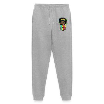 Leuchtender Reggae-Pullover mit Rainbow-Design - Männer Premium Bio Jogginghose - Grau meliert - Vorne - Thijin (182cm)