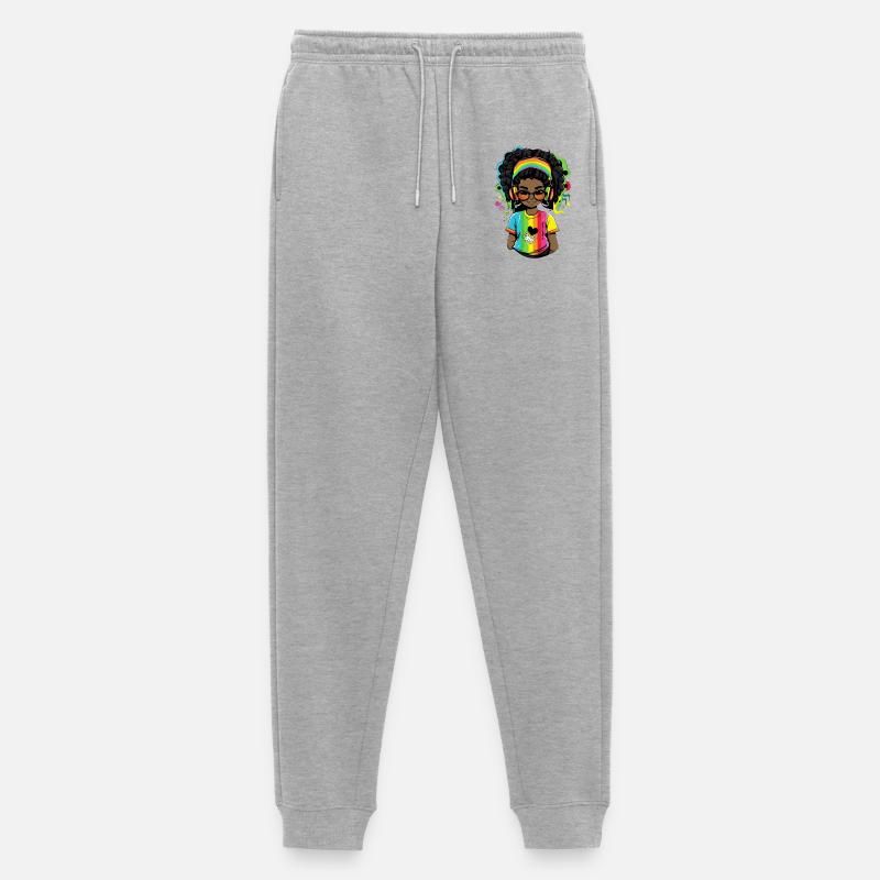 Leuchtender Reggae-Pullover mit Rainbow-Design - Männer Premium Bio Jogginghose - Grau meliert